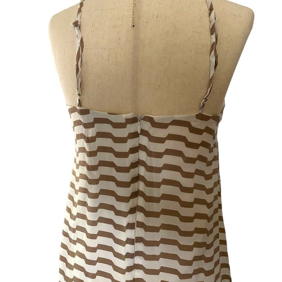 Naked Zebra Chevron Mini Dress Women Size Small Spaghetti Straps Cotton Lining - Picture 12 of 14
